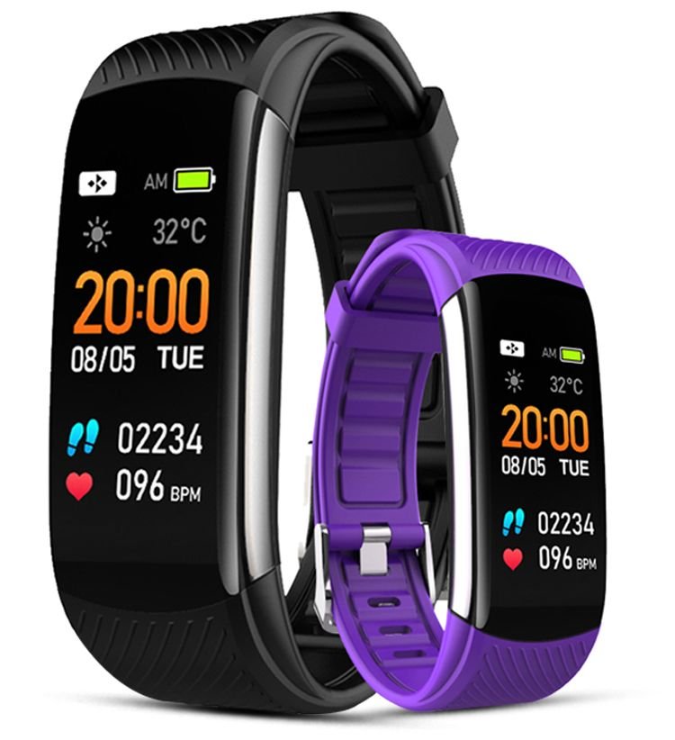 Smartband GIEWONT Fit&GO Duo GW200 - 3 – Black with Extra Flora Violet Strap - Afanaya